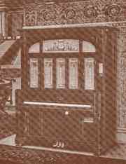 Catalogue Illustration of a Cremona J Orchestral - a keyboard style orchestrion manufactured by the Marquette Piano Company.