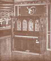 Catalogue Illustration of a Cremona K Orchestral - a late model keyboard style small orchestrion manufactured by the Marquette Piano Company.