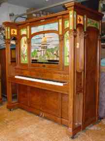 Exterior of the Seeburg J Solo Orchestrion after restoration (Reblitz Restorations shop), 2004.