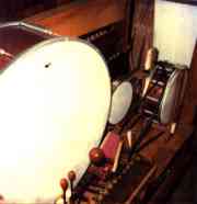 Front view of the side cabinet containing the trapwork for the Wurlitzer style K Photoplayer.